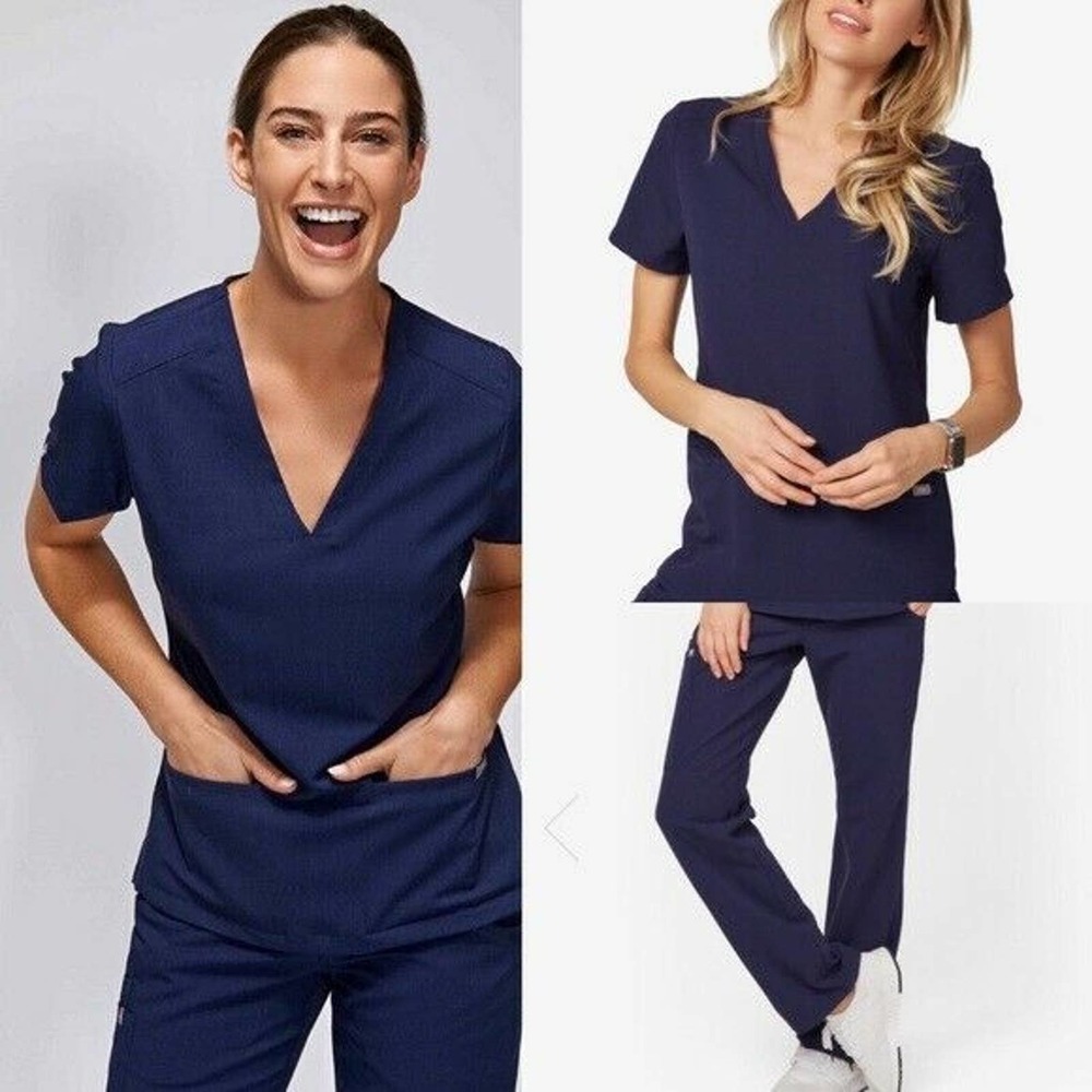 FIGS Womens Size XL Navy Blue Casma Scrub Top New
